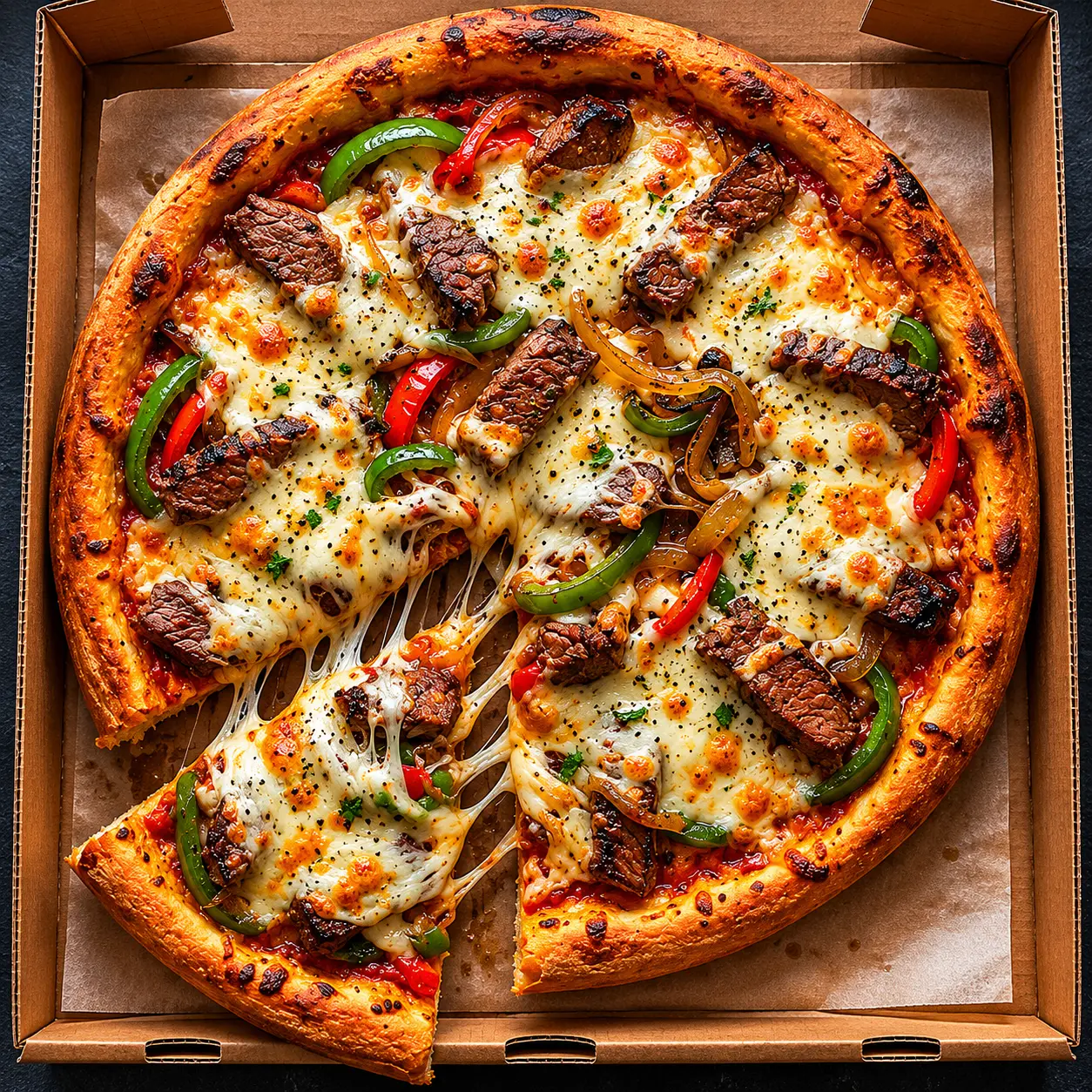 Philly Cheezly pizza at Cheezly Pizza Canada in Sherwood Park, AB